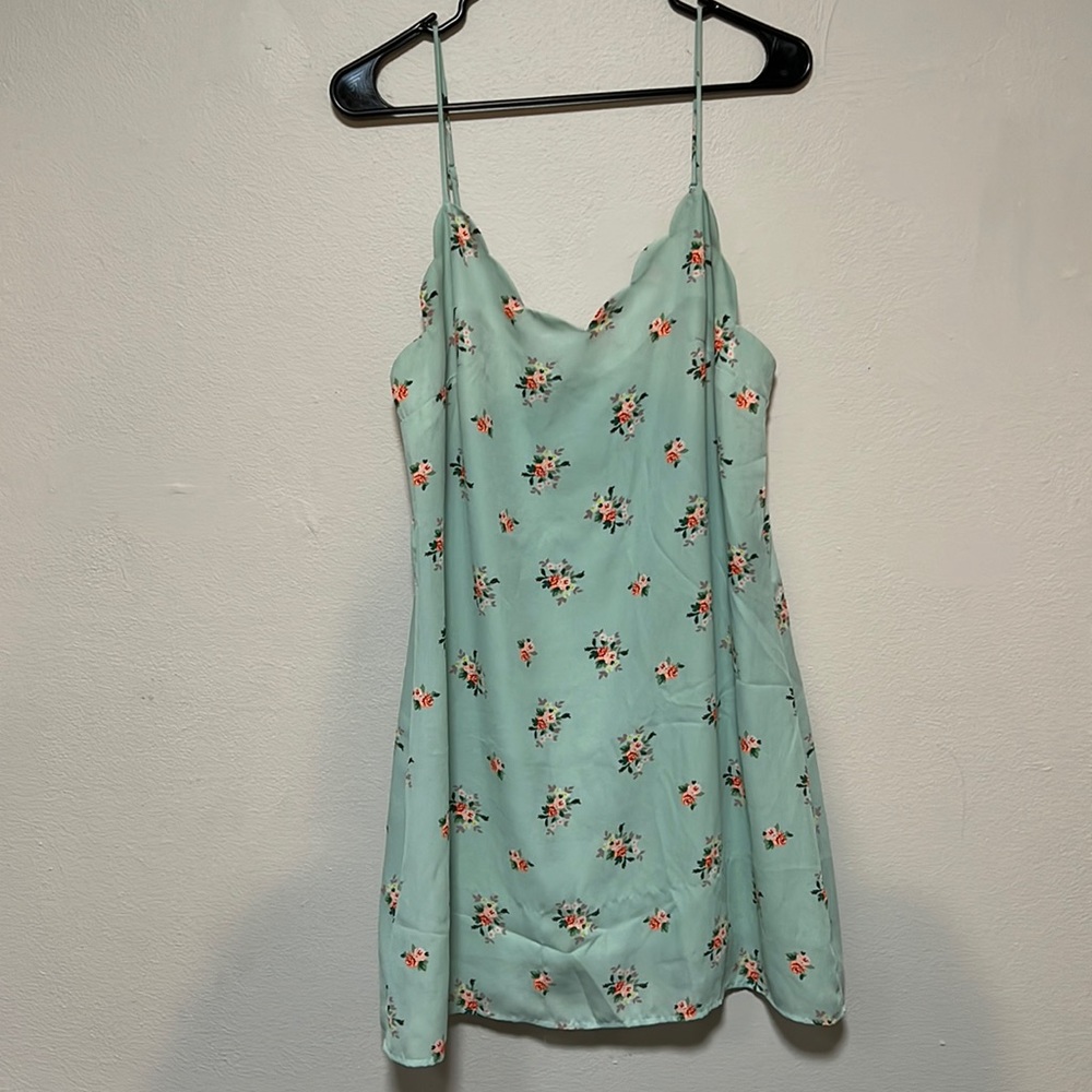 Trixxi sun dress - size medium - teal colored with pink flowers